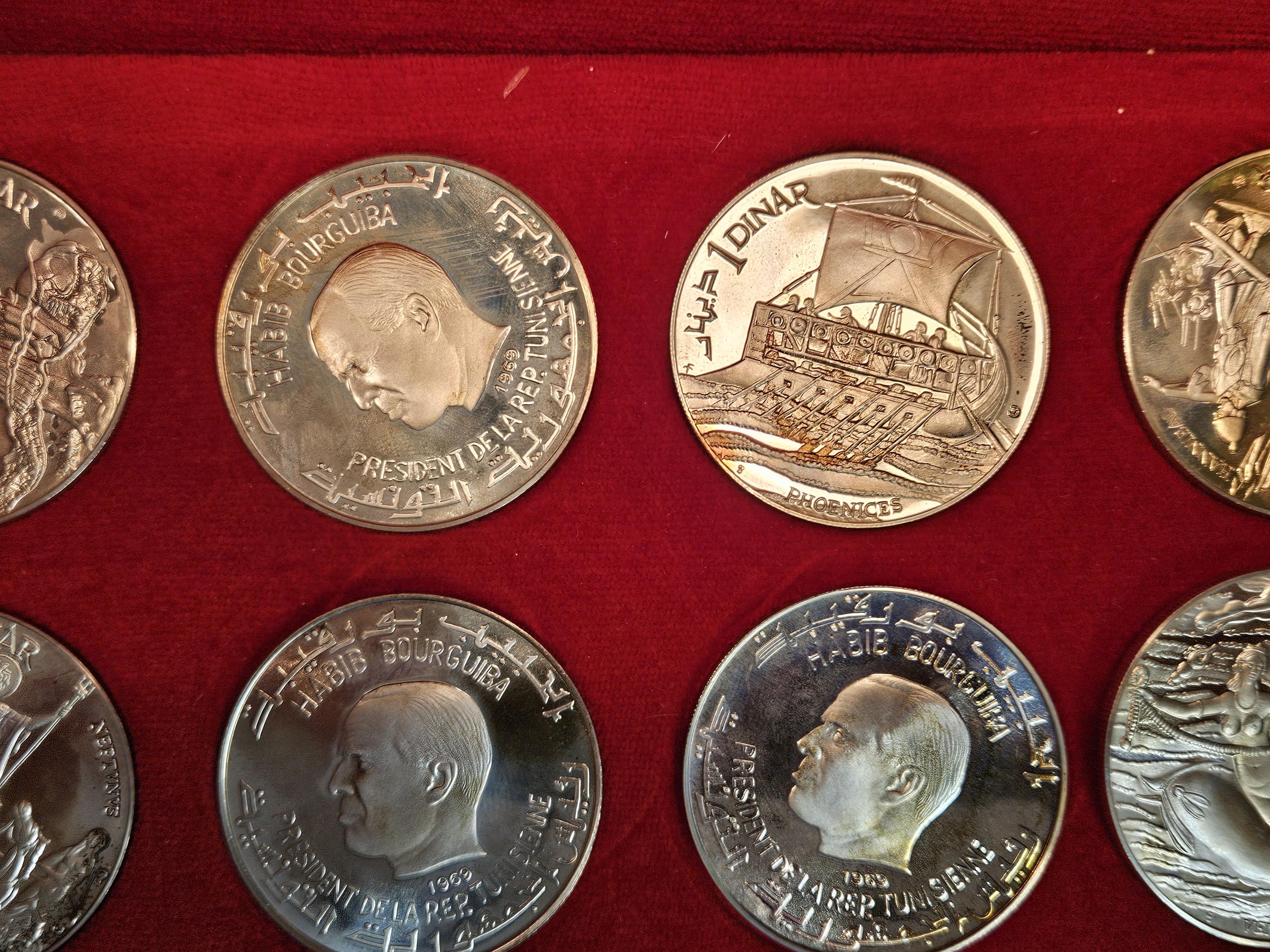 SCARCE! 1969 FM-NI Republic of Tunisia 10 Coin Silver Proof Set