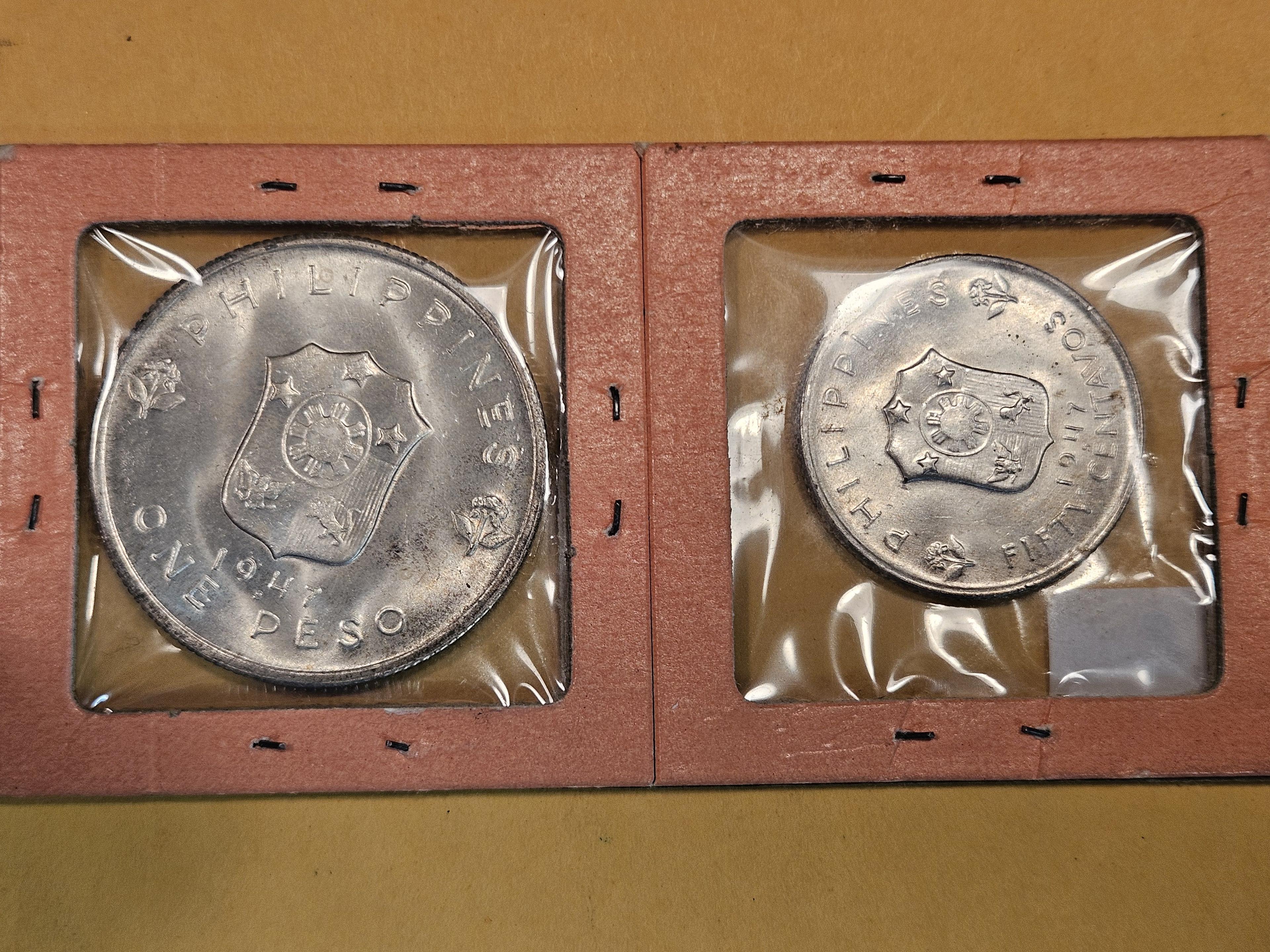 Choice Brilliant Uncirculated silver 1947 Two-coin Philippines set