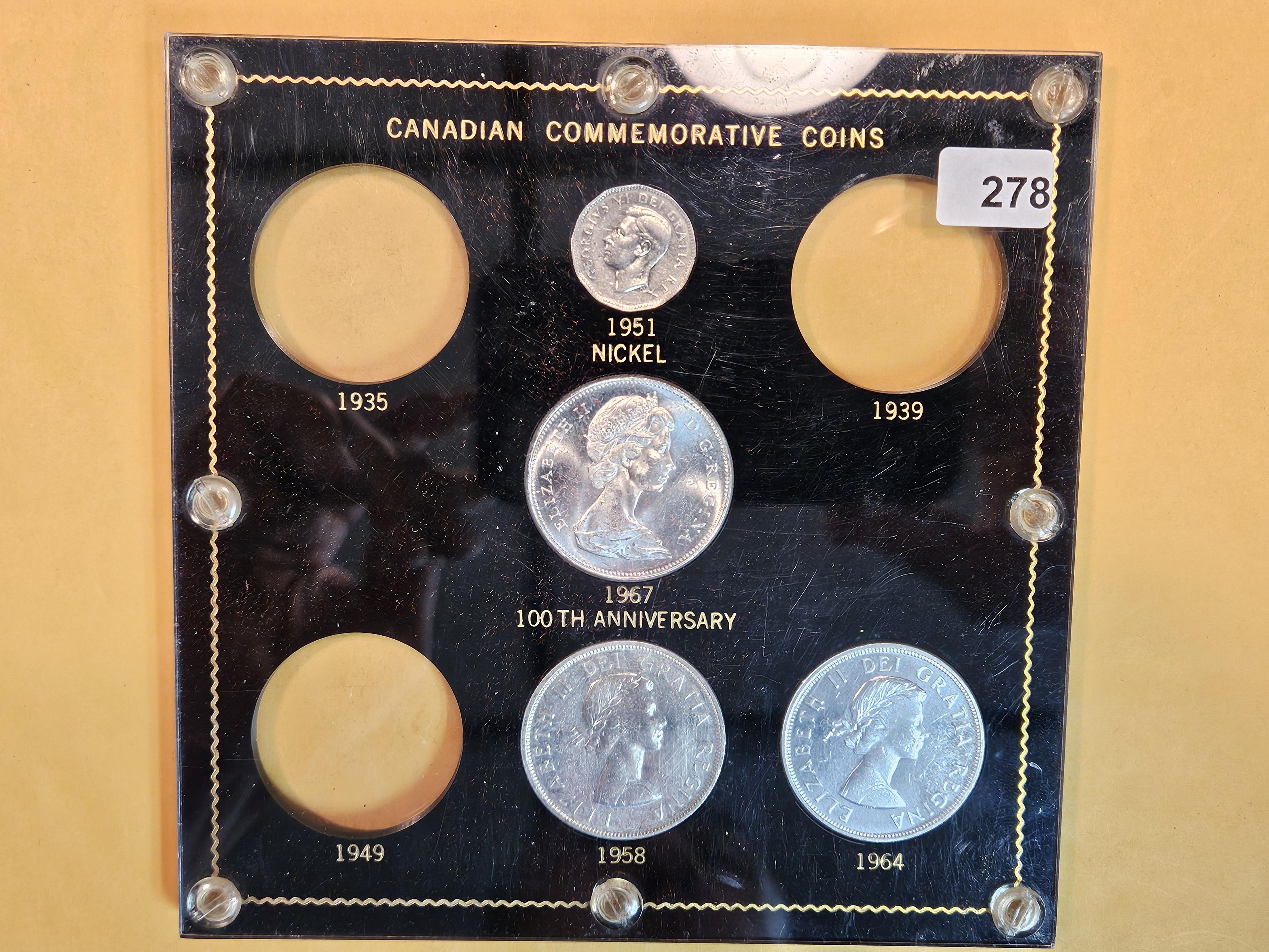 Partially complete Canada Commemorative Coin set in Capital Plastic holder