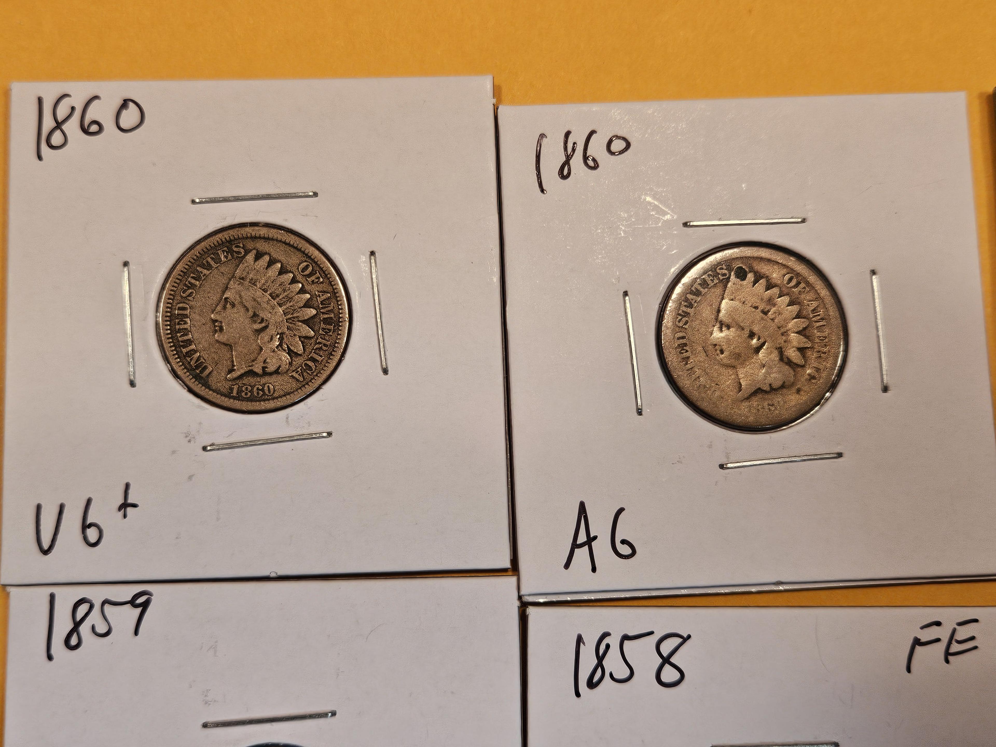 Seven Small Copper-Nickel Indian and Flying Eagle Cents