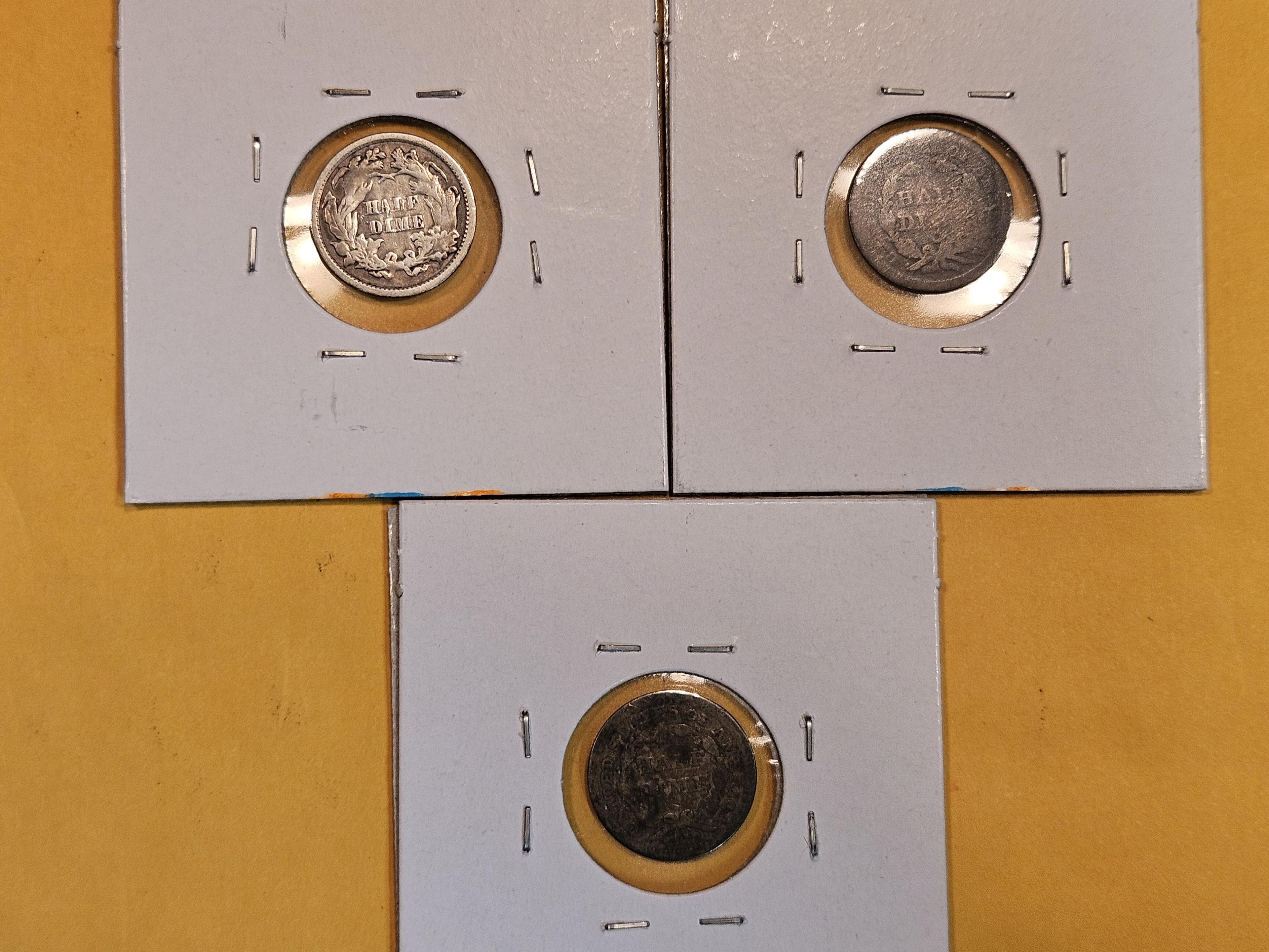 Three Seated Liberty Half-Dimes