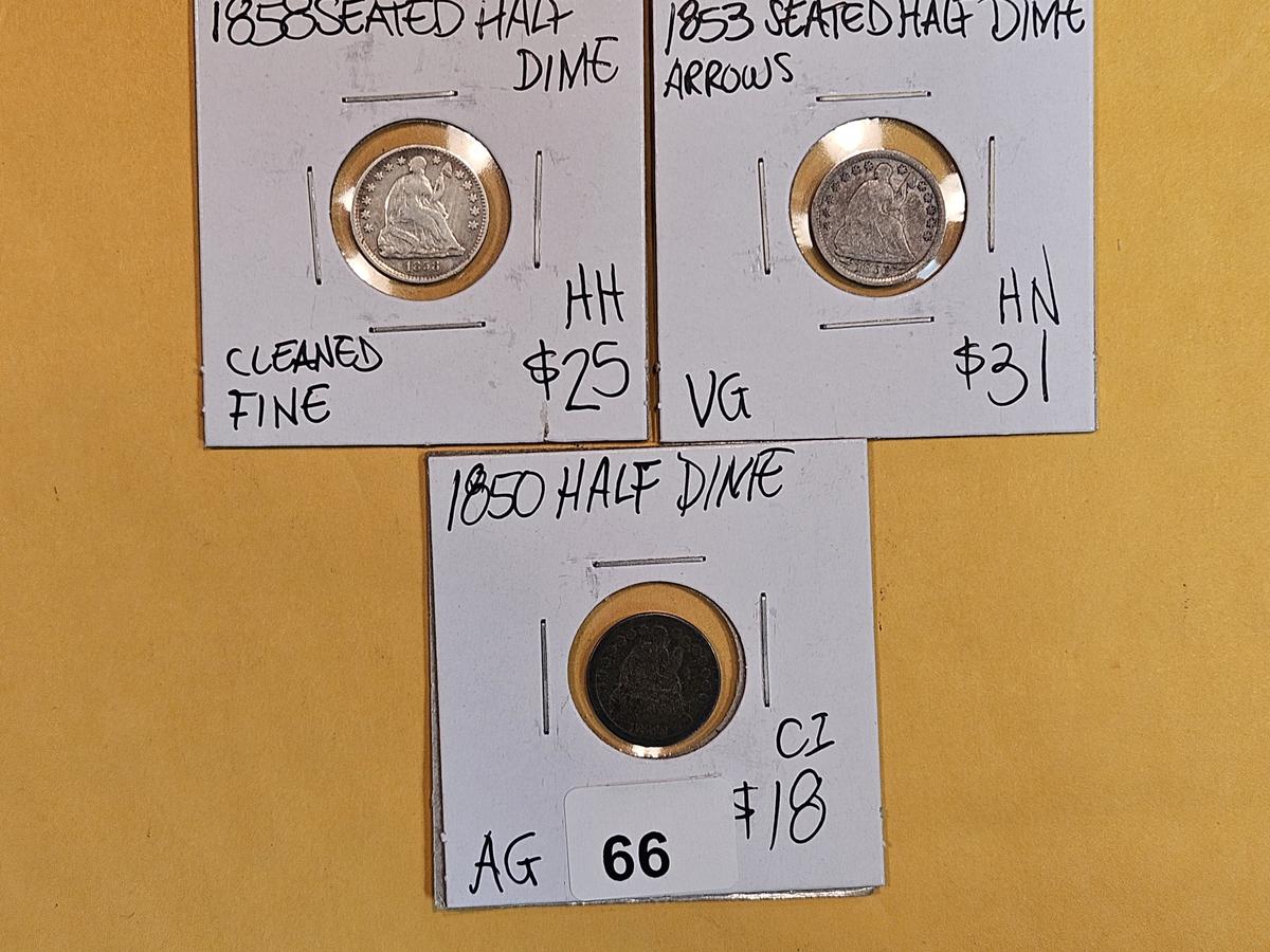 Three Seated Liberty Half-Dimes