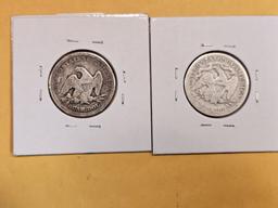1854 and 1891 Seated Liberty Quarters