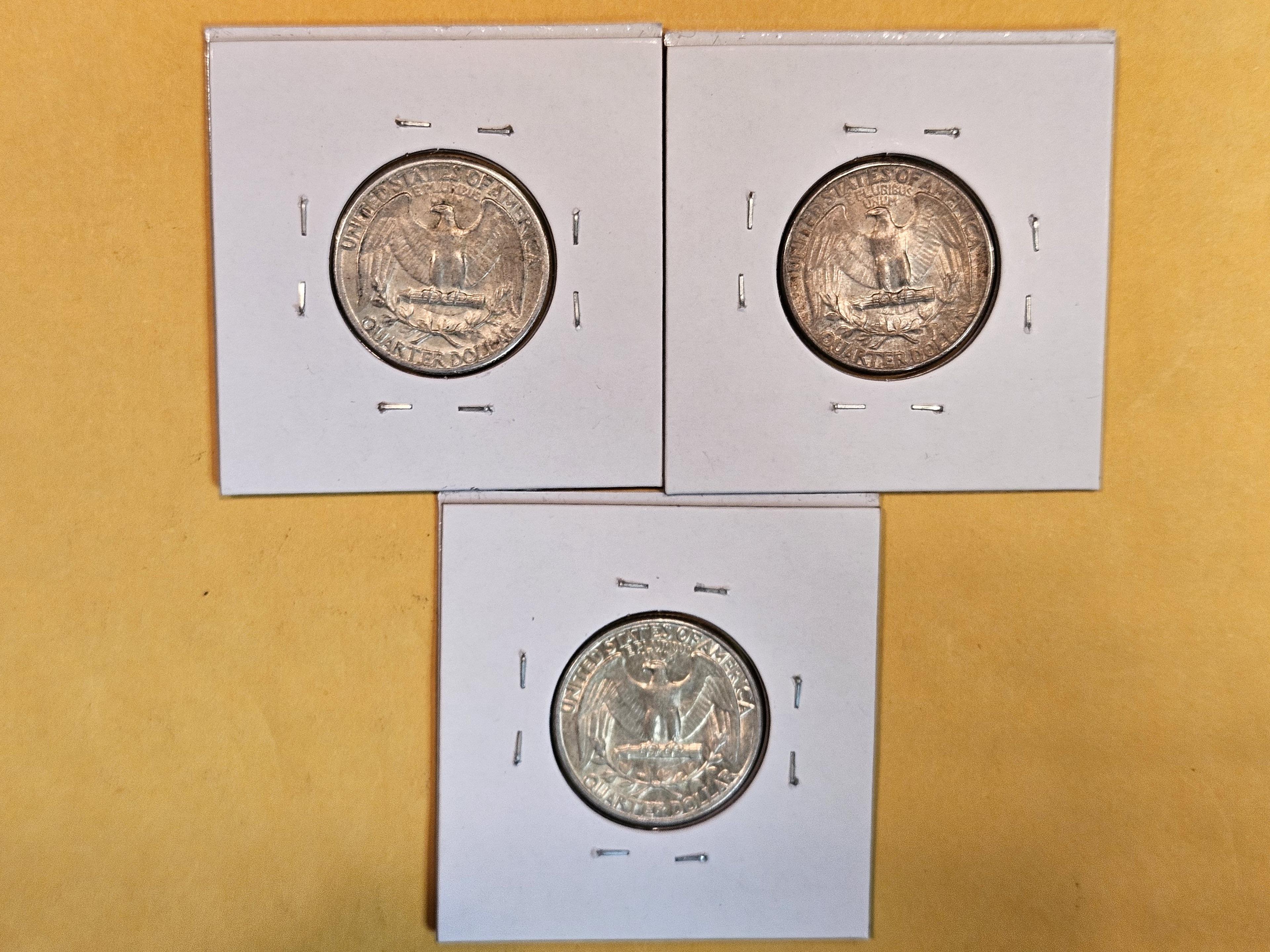 Three older silver Washington Quarters