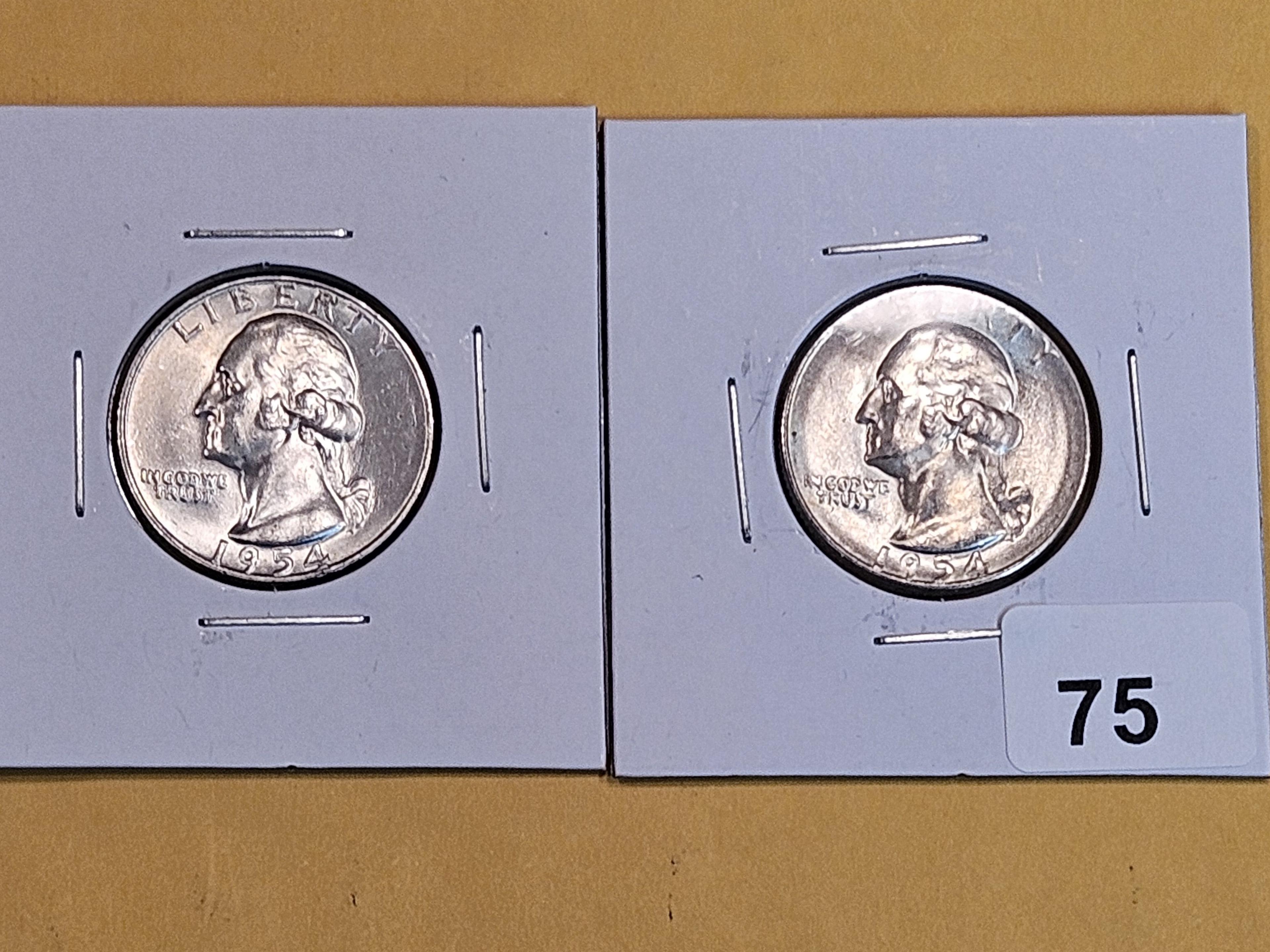 Two Very Choice Brilliant Uncirculated silver Washington Quarters