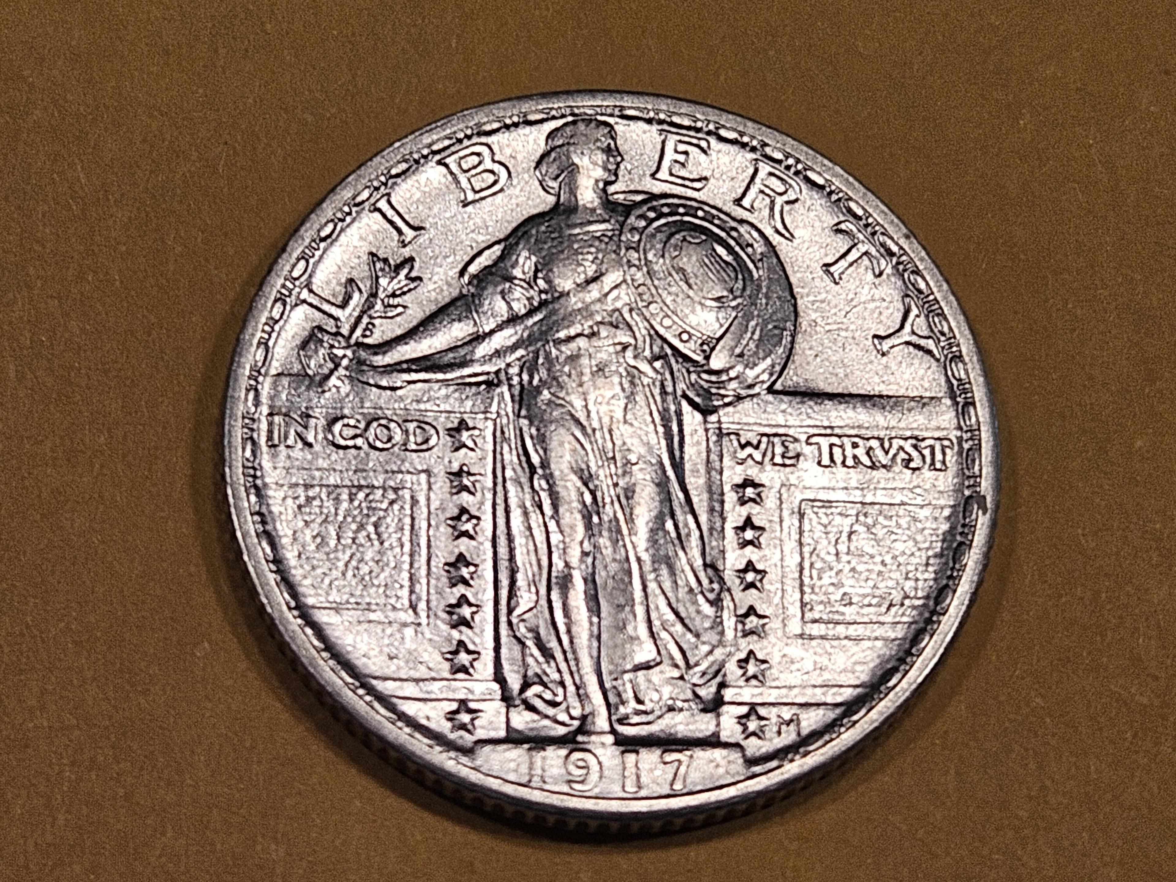 Brilliant About Uncirculated ++ 1917 Type 1 Standing Liberty Quarter