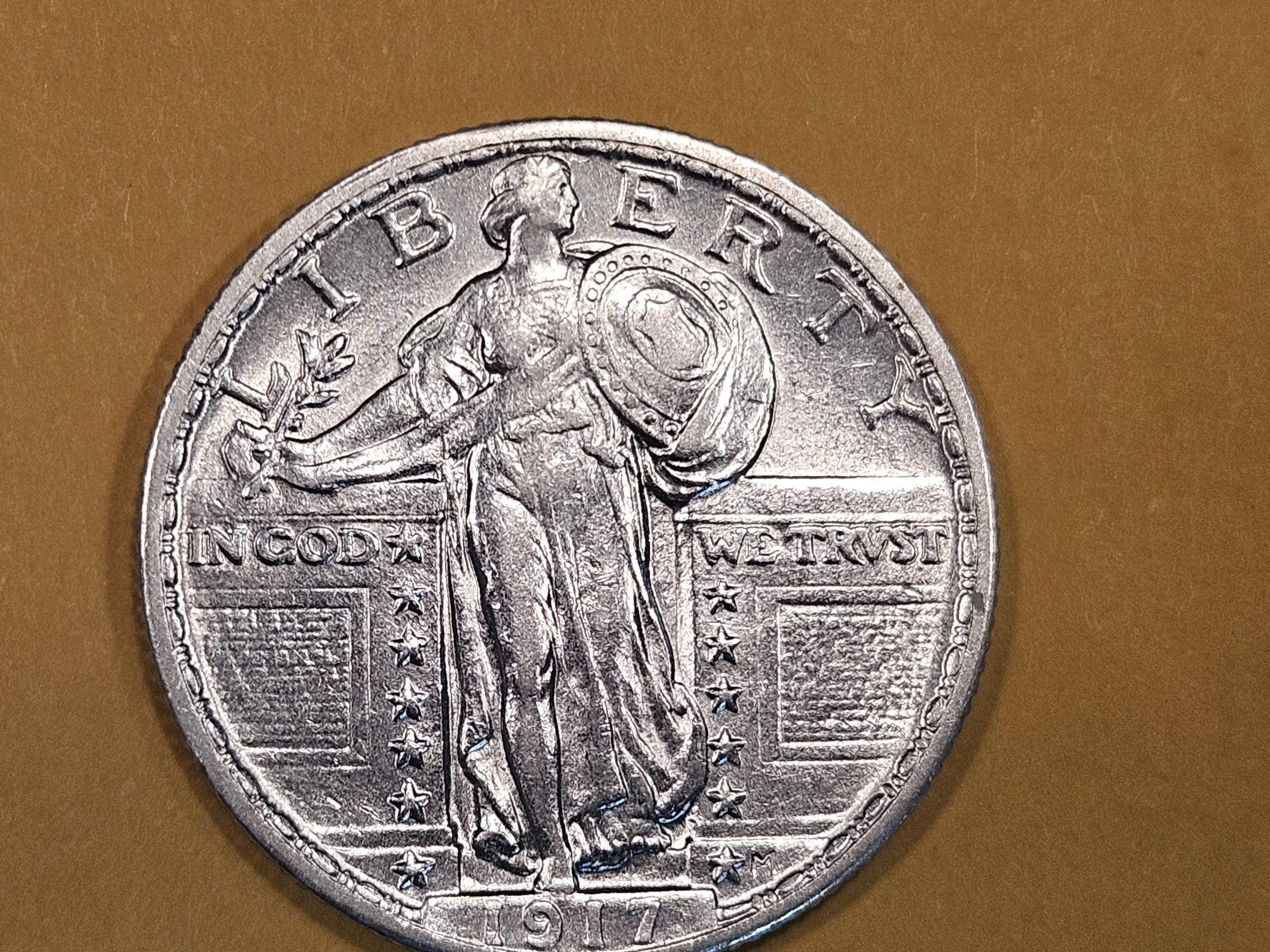 Brilliant About Uncirculated ++ 1917 Type 1 Standing Liberty Quarter