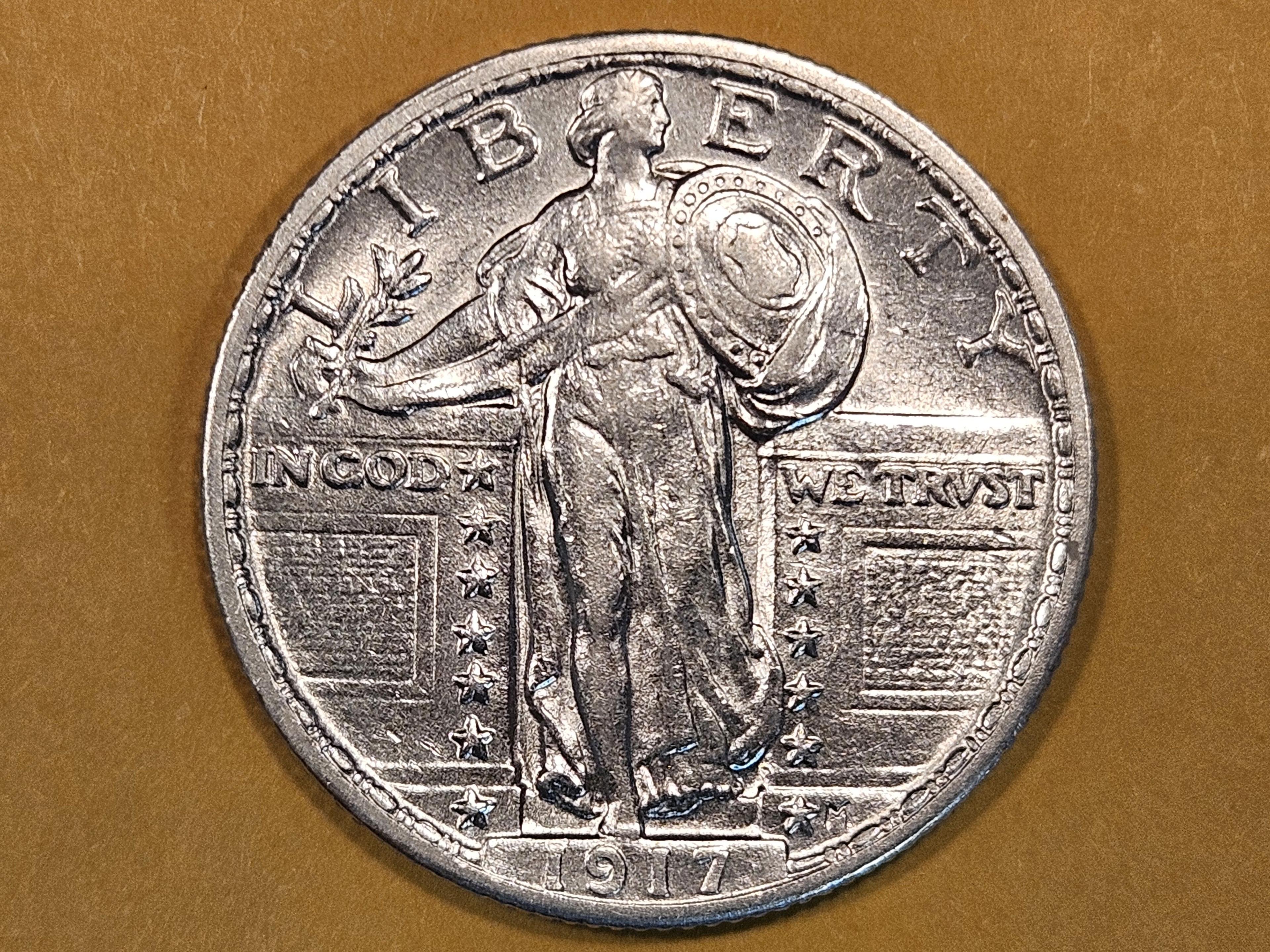 Brilliant About Uncirculated ++ 1917 Type 1 Standing Liberty Quarter