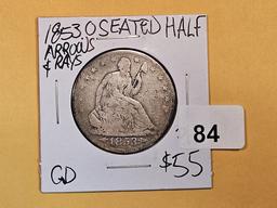 Better Date 1853-O Arrows & Rays Seated Liberty Half Dollar