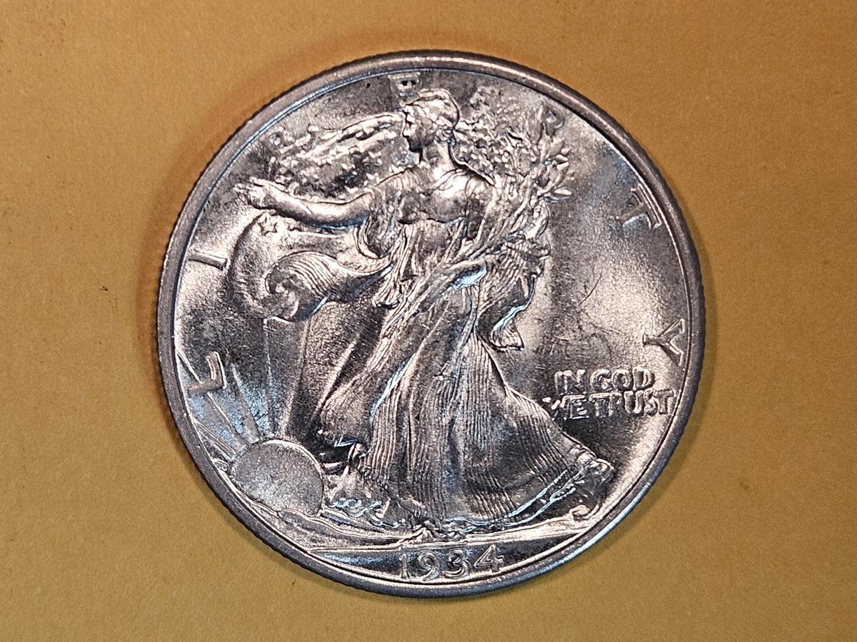 Choice Brilliant Uncirculated 1934 Walking Liberty Half Dollar