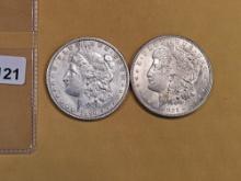 1896 and 1921 Morgan Dollars