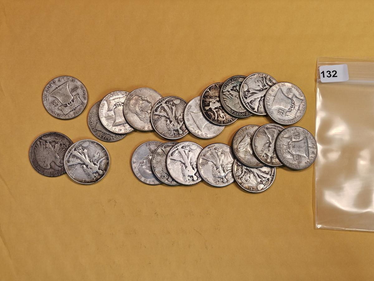 Twenty mixed Silver Half Dollars