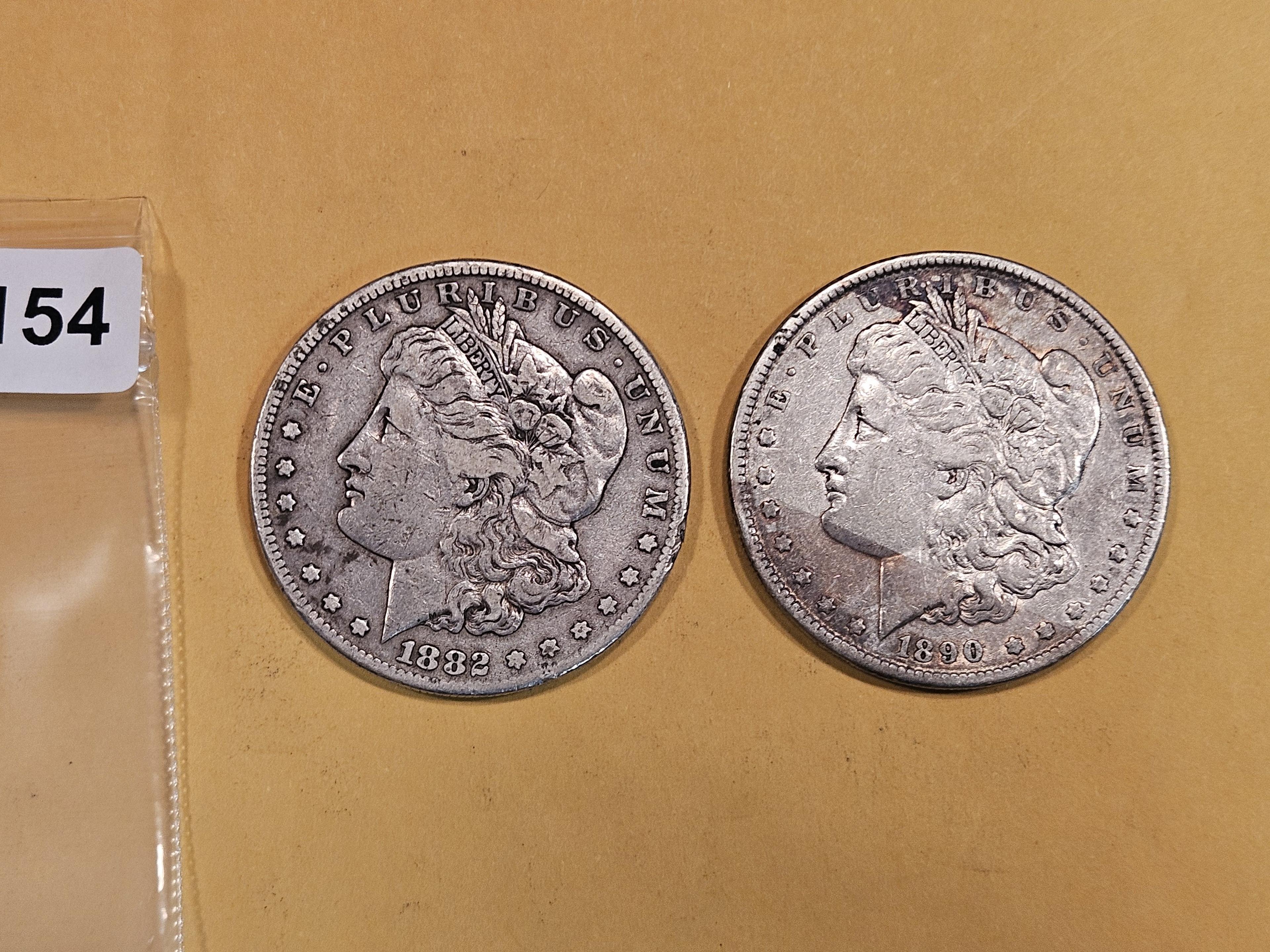 1882-S and 1890 Morgan Dollars