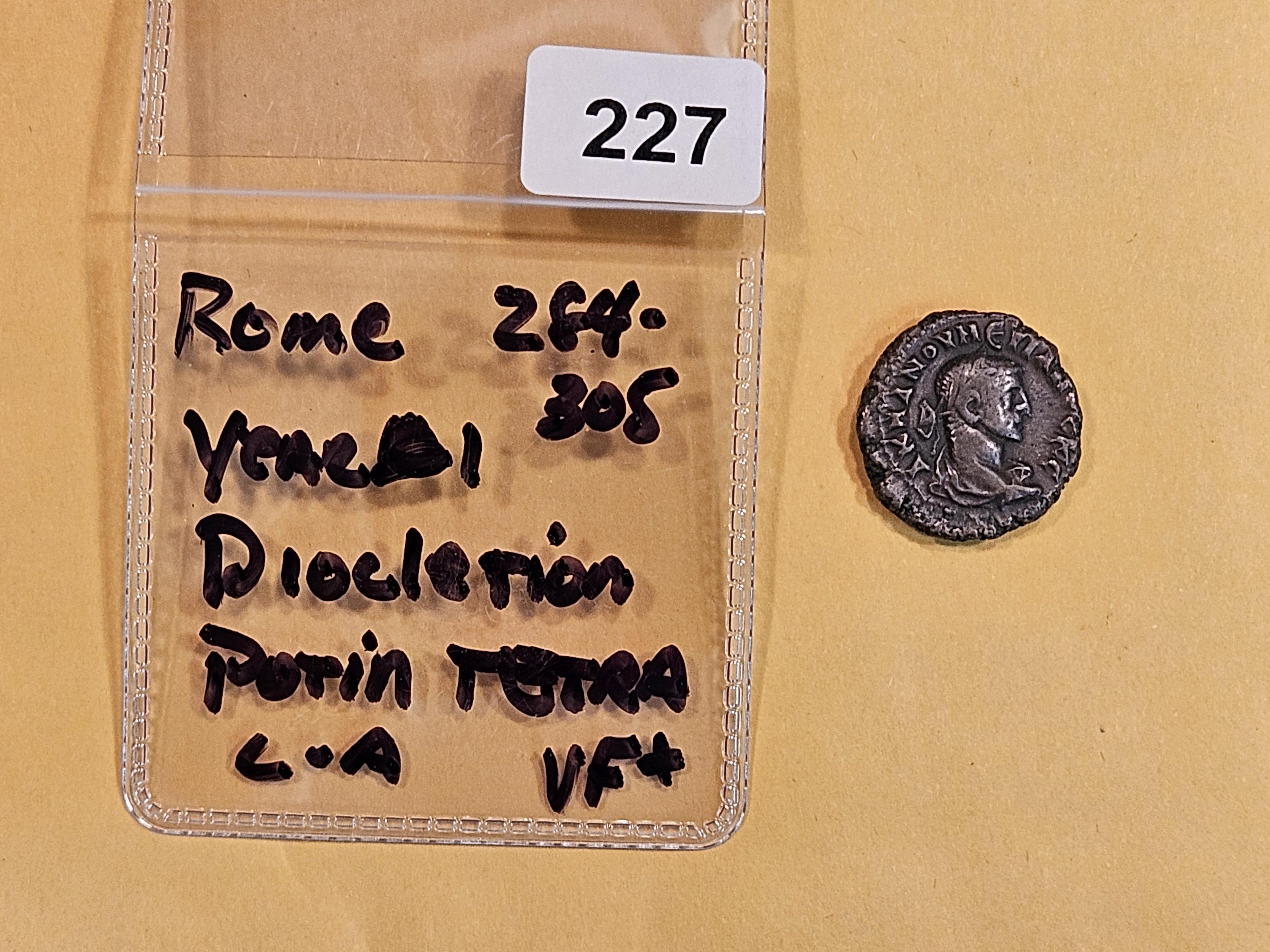 ANCIENT! Rome Diocletian Potin tetradrachm in Very Fine plus