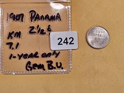 GEM Brilliant Uncirculated 1907 Panama 2 1/2 centavos