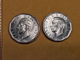 Two Choice Brilliant Uncirculated Canada 5 cent pieces
