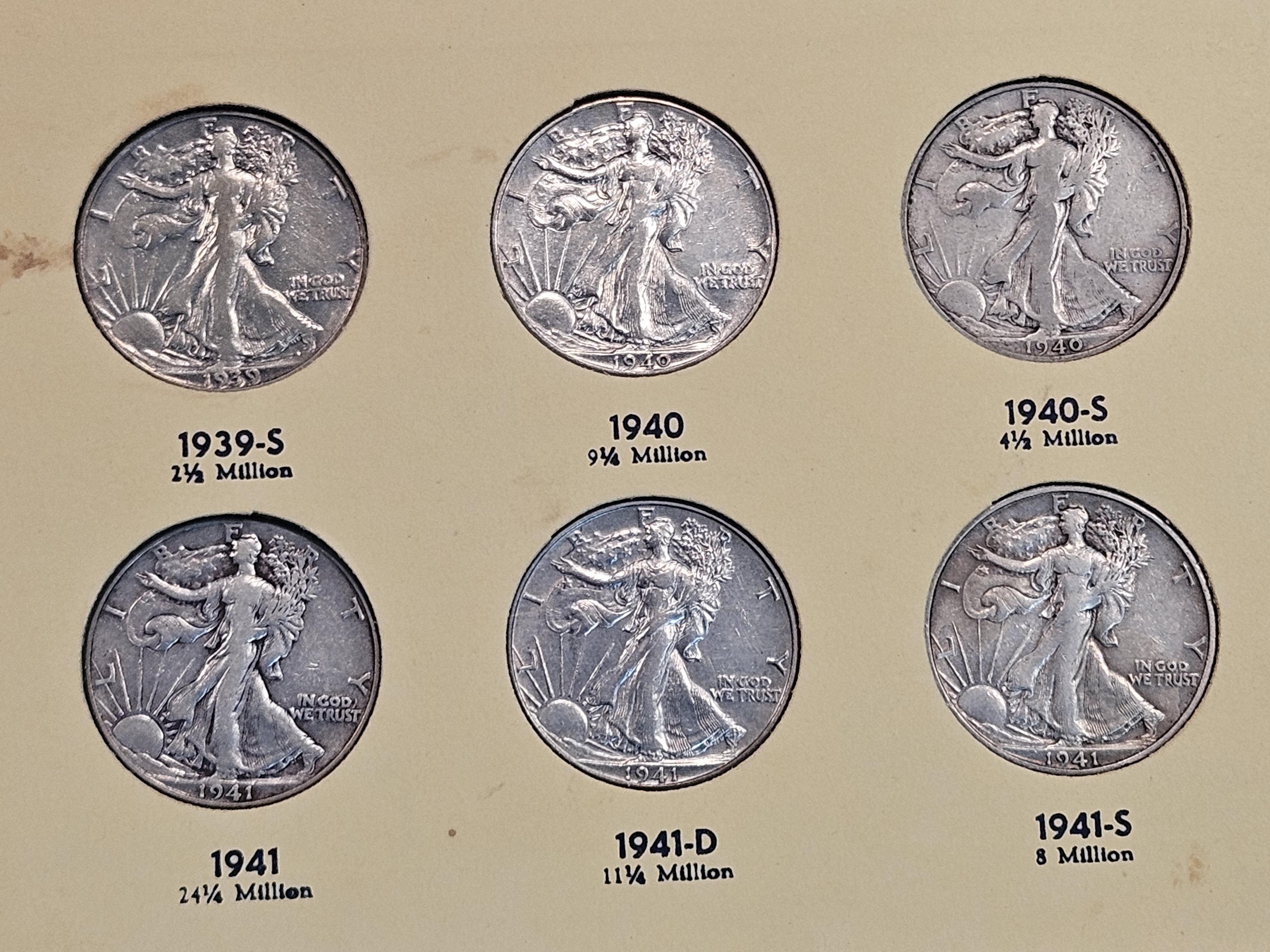 COMPLETE! 1937 - 1947 Walking Liberty silver Half Dollar Collection