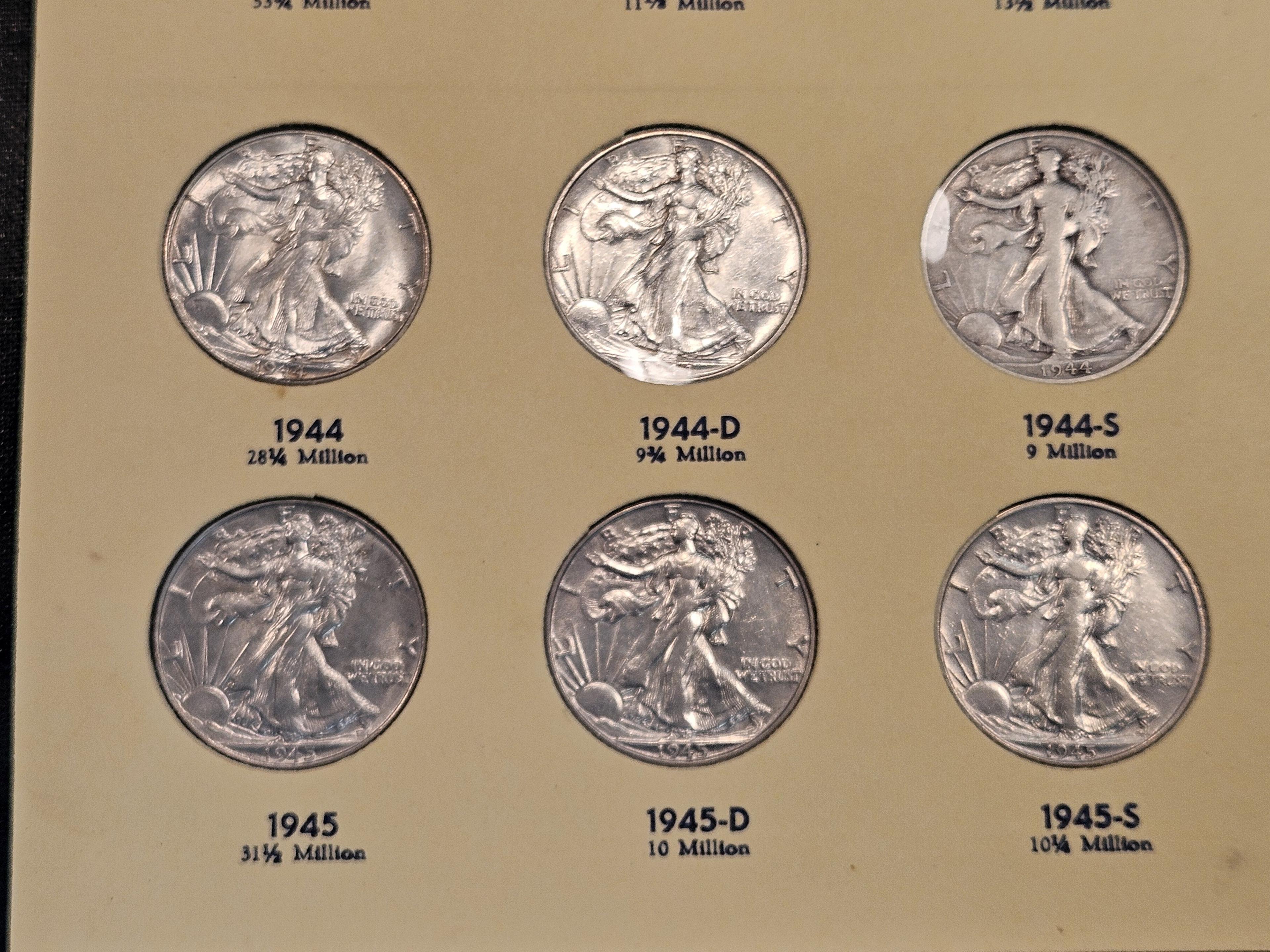 COMPLETE! 1937 - 1947 Walking Liberty silver Half Dollar Collection