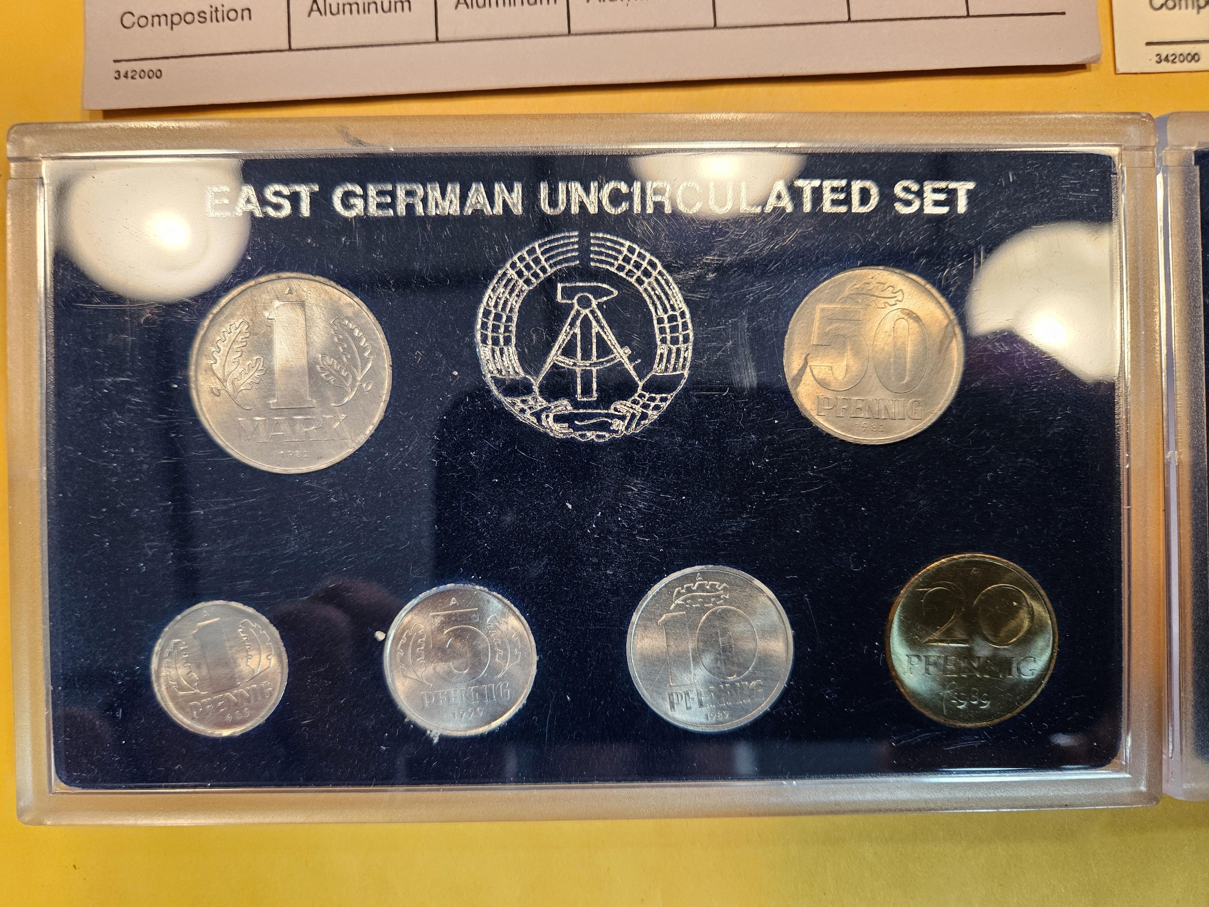 1982 East German and 1990 German BU Coin Sets