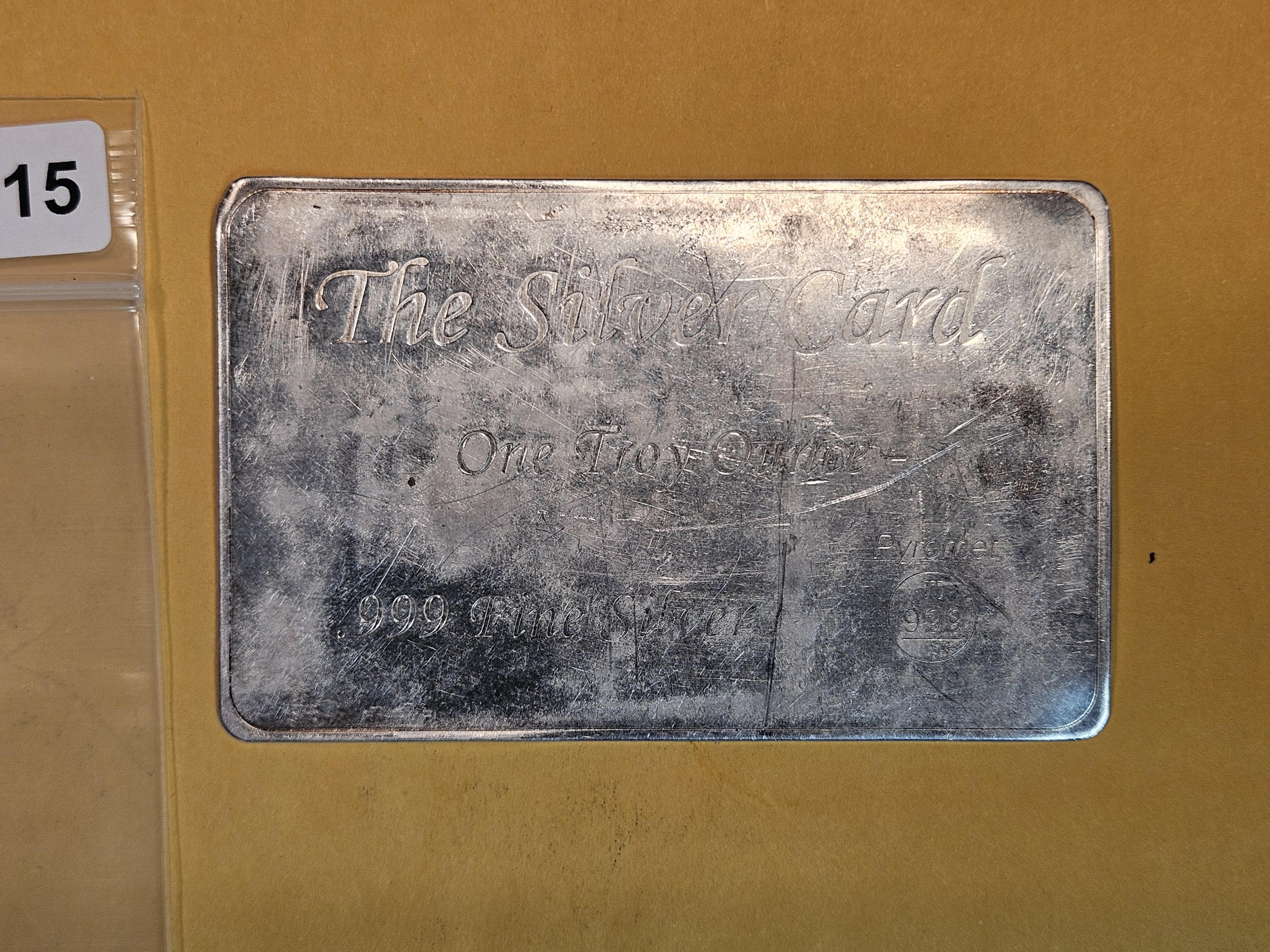 One Troy ounce .999 fine silver art bar