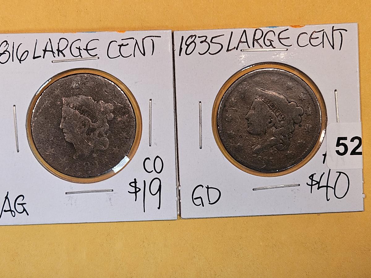 1816 and 1835 Large Cents