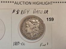 ** AUCTION HIGHLIGHT ** KEY DATE 1889-CC Morgan Dollar in FINE PLUS