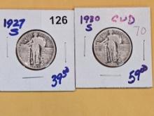 1927-S and 1930-S Standing Liberty Quarters