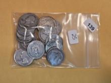 Twenty-Five mixed, silver, Washington Quarters