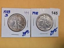 1923-S and 1918 Walking Liberty Half Dollars