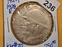 * KEY DATE * 1928-R Italy silver 20 lire