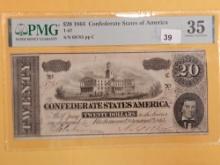PMG 1864 Twenty Dollar Confederate States of America in Choice Very Fine 35
