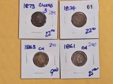 Four Better Date Indian Cents