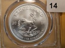 PERFECT! PCGS 2018 South Africa silver One Rand in Mint State 70
