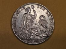 1916 Peru silver sol in About Uncirculated
