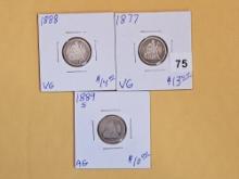 Three Seated Liberty Dimes