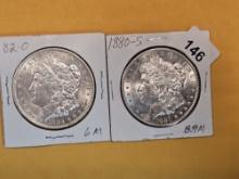 1882-O and 1880-S Morgan Dollars