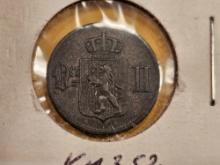 1897 Norway 1 ore in Extra Fine