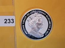 GEM Proof Deep Cameo2017 British Virgin Islands Silver Dollar