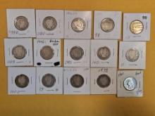 Fifteen mixed silver Quarters