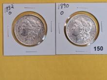 1882-O and 1890-O Morgan Dollars