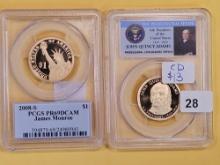Two GEM PCGS Proof 69 Deep Cameo Presidential Dollars