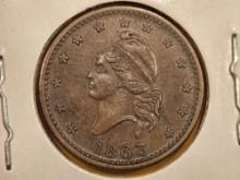 1863 Civil War Token in Au-UNC condition