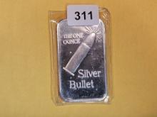 One Troy ounce .999 fine silver Art bar