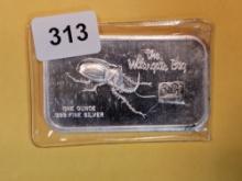 One Troy ounce .999 fine silver Art bar