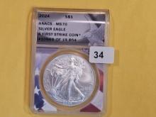 PERFECT! ANACS 2023 American Silver Eagle in Mint State 70