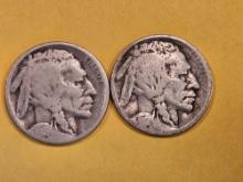 Two Semi-Key Buffalo Nickels in AG