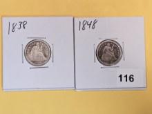 Two little better date Seated Liberty Dimes