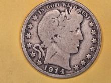 * Semi-Key 1914 Barber Half Dollar