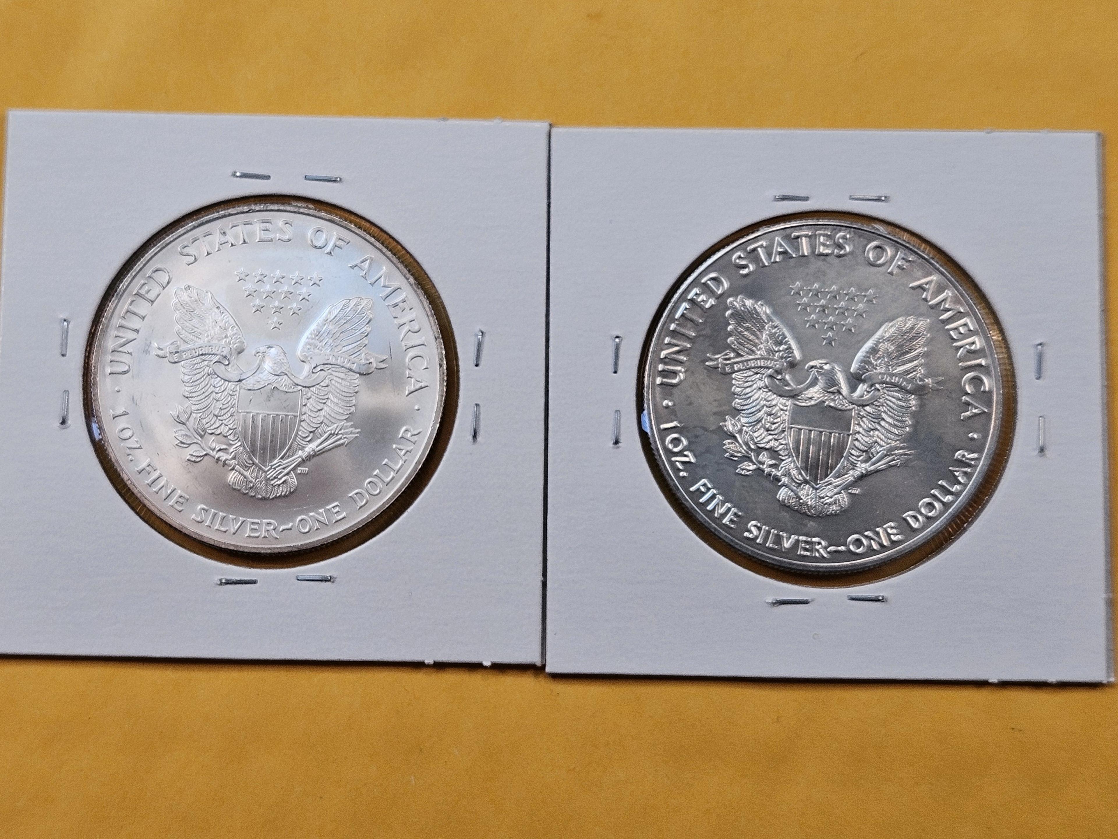 Two GEM Brilliant Uncirculated American Silver Eagles