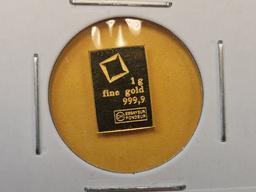 GOLD! Valcambi One Gram .9999 fine Gold Bar